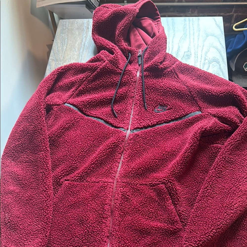 Nike Burgundy Sherpa Fleece Hoodie